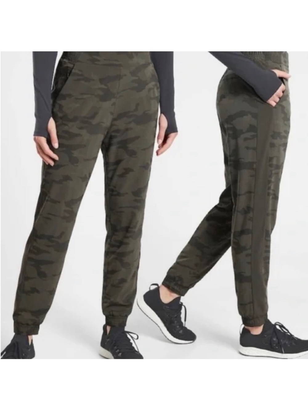 Athleta Brooklyn Textured Lined Jogger Green Camo 6T Tall